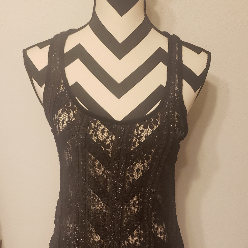 Charlotte Russe black lace tank top medium